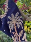 Blue Silk Hand Embroidered Blouse: Zardosi Maggam Work