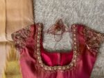 Hand Embroidered Zardosi Blouse: Red Raw Silk Maggam Blouse