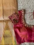 Hand Embroidered Zardosi Blouse: Red Raw Silk Maggam Blouse