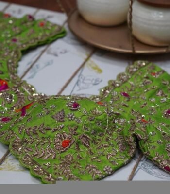 Green Silk Bridal Blouse: Hand Embroidered Zardosi Maggam Work