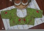 Green Silk Bridal Blouse: Hand Embroidered Zardosi Maggam Work