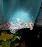 Blue Organza Silk Saree: Hand-Embroidered Blouse & Border