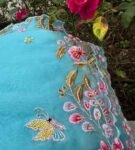 Blue Organza Silk Saree: Hand-Embroidered Blouse & Border