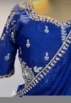 Royal Blue Lehenga Set: Embroidered Crop Top, Georgette Skirt & Dupatta