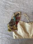Hand-Painted Kalamkari Silk Blouse: Embroidered Maggam Work, hand work kalamkari blouse,beige blouse,handpainted blosue,mix and match blouse