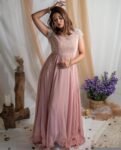 Hand Embroidered Anarkali Suit: Pink Indian Dress with Dupatta