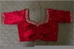 Red Silk Saree Blouse: Hand Embroidered Zardosi Maggam