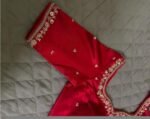 Red Silk Saree Blouse: Hand Embroidered Zardosi Maggam