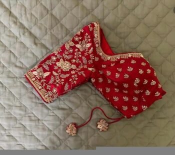 Red Silk Saree Blouse: Hand Embroidered Zardosi Maggam,red maggam work blouse,plus size blouse,mix and match blouse,maggam work blouse,red
