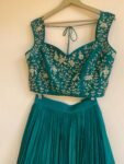 Hand Embroidered Green Silk Blouse: Zardosi Maggam Work