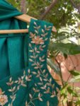 Hand Embroidered Green Silk Blouse: Zardosi Maggam Work