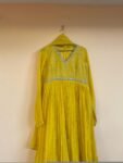 Yellow Anarkali Suit: Hand Embroidered Zardosi Indian Dress