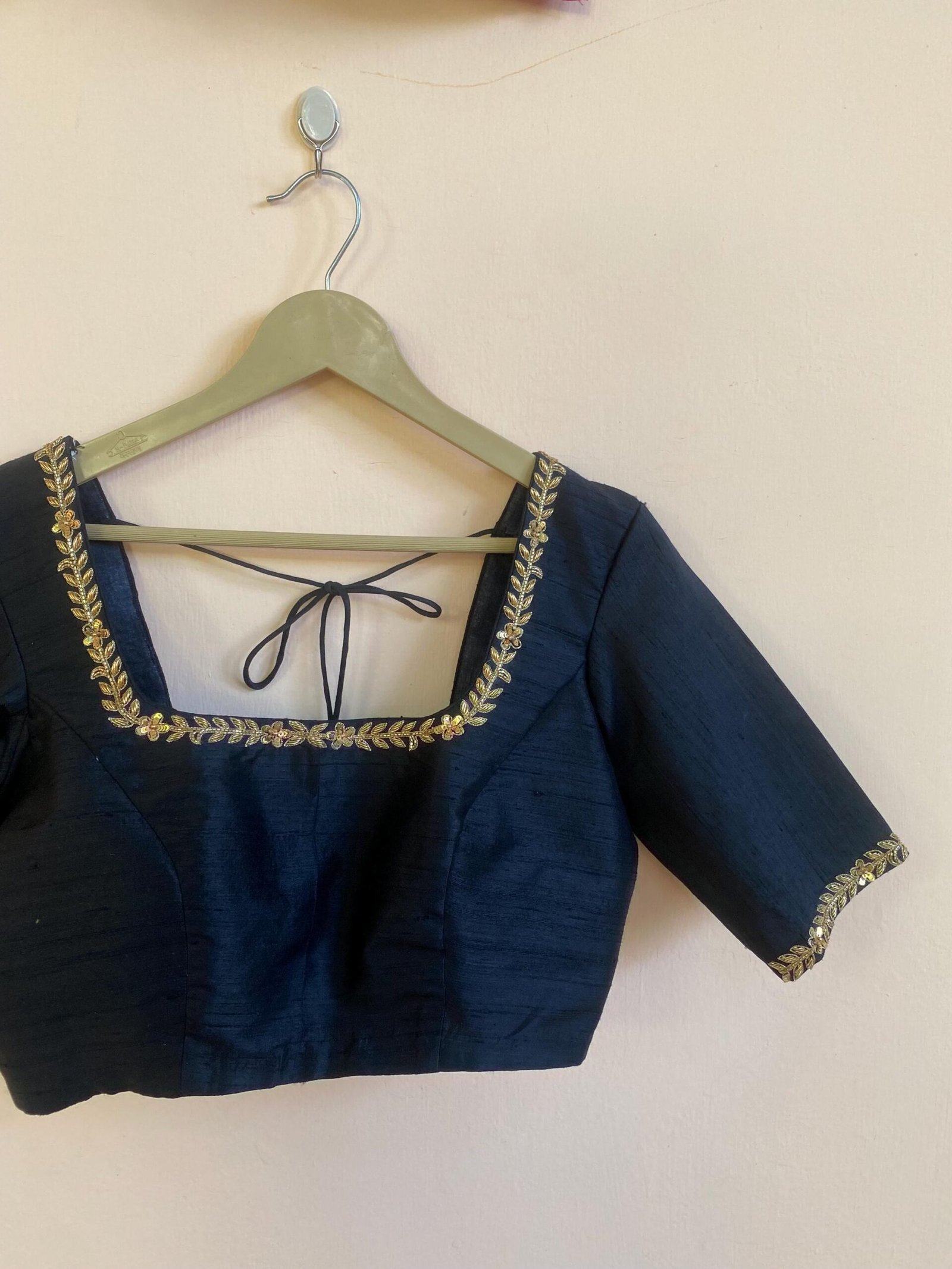 Black Velvet Saree Blouse: Hand Embroidered Zardosi Maggam Work,black maggam blouse, mix and match blouse, black hand embroidered blouse