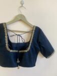 Black Velvet Saree Blouse: Hand Embroidered Zardosi Maggam Work,black maggam blouse, mix and match blouse, black hand embroidered blouse