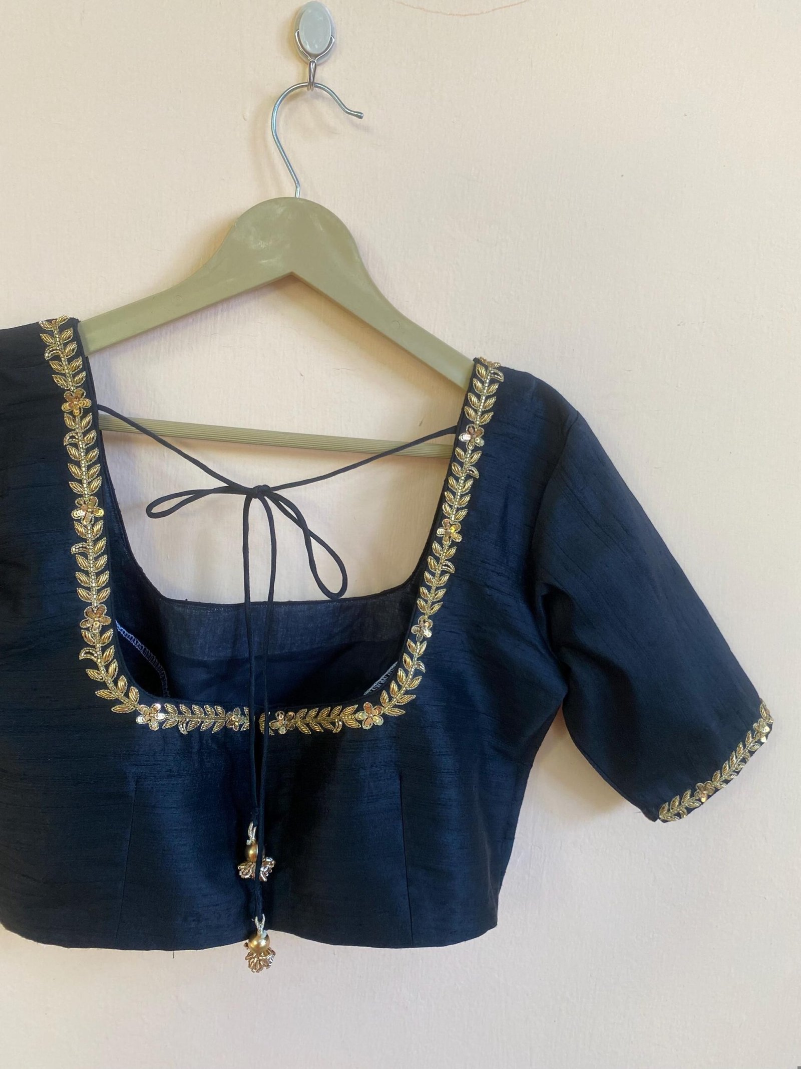 Black Velvet Saree Blouse: Hand Embroidered Zardosi Maggam Work,black maggam blouse, mix and match blouse, black hand embroidered blouse