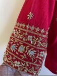 Red Silk Saree Blouse: Hand Embroidered Zardosi Maggam, Elbow Sleeve