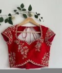 Red Lehenga Set: Embroidered Crop Top, green Chinnon Silk Skirt,hand work Lehenga,crop top lehenga,blue Lehenga, beige lehenga set,crop top