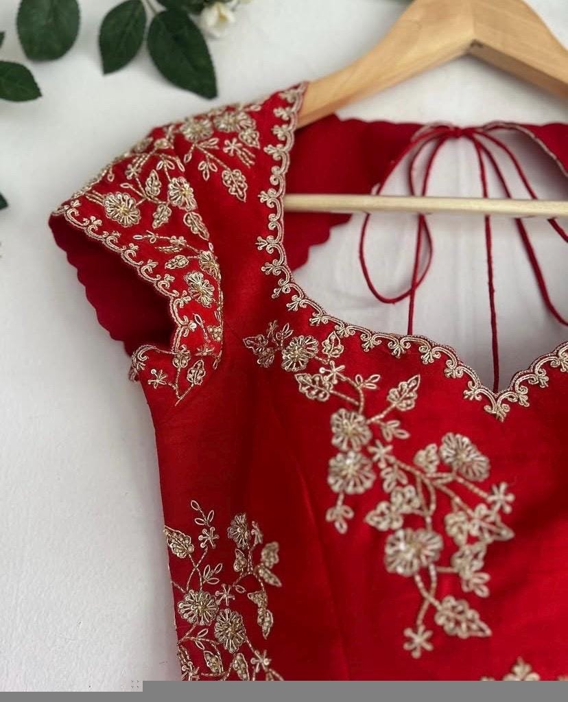 Red Lehenga Set: Embroidered Crop Top, green Chinnon Silk Skirt,hand work Lehenga,crop top lehenga,blue Lehenga, beige lehenga set,crop top