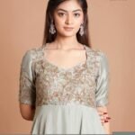 Hand Embroidered Anarkali Suit: Light Pista Green Indian Dress