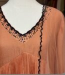 Hand Embroidered Orange Anarkali Dress with Organza Dupatta