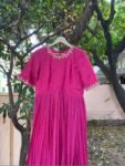 Hand Embroidered Pink Georgette Anarkali Dress: Indian Party Wedding