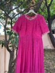 Hand Embroidered Pink Georgette Anarkali Dress: Indian Party Wedding
