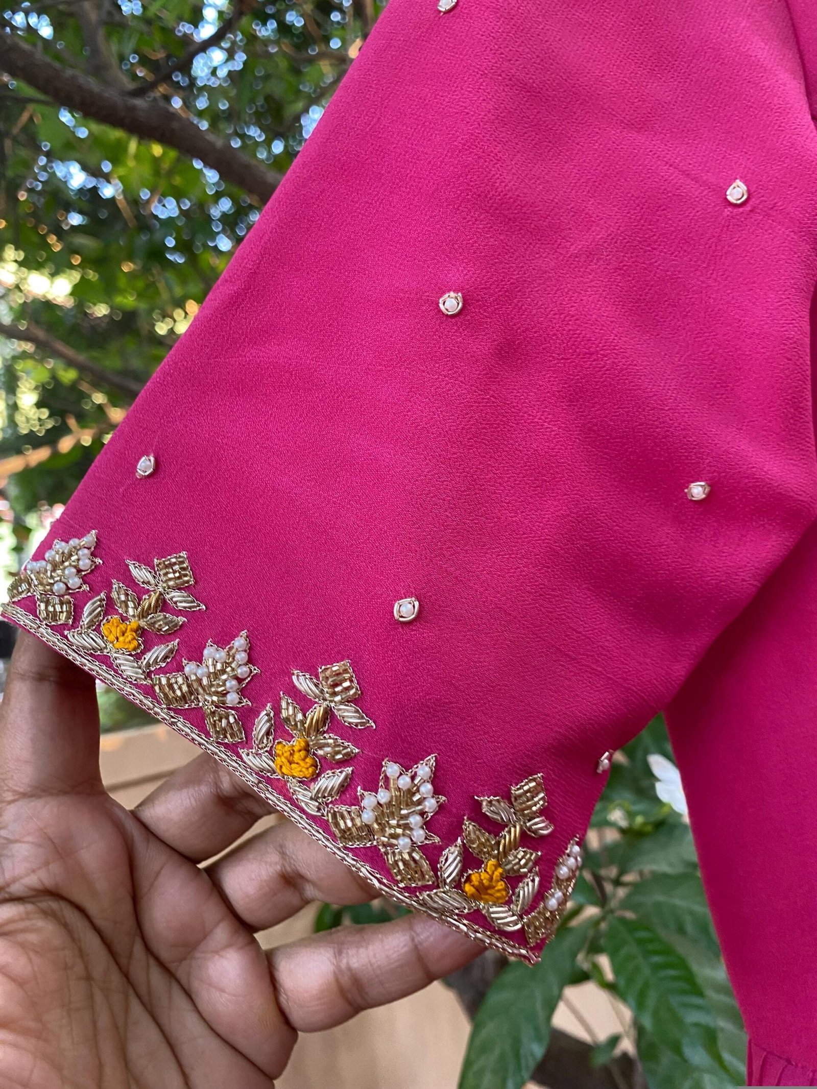 Hand Embroidered Pink Georgette Anarkali Dress: Indian Party Wedding