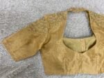Hand Embroidered Pure Silk Saree Blouse: Gold Zardosi Maggam