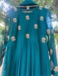 Green Georgette Anarkali Suit: Hand Embroidered Indian Dress with Dupatta