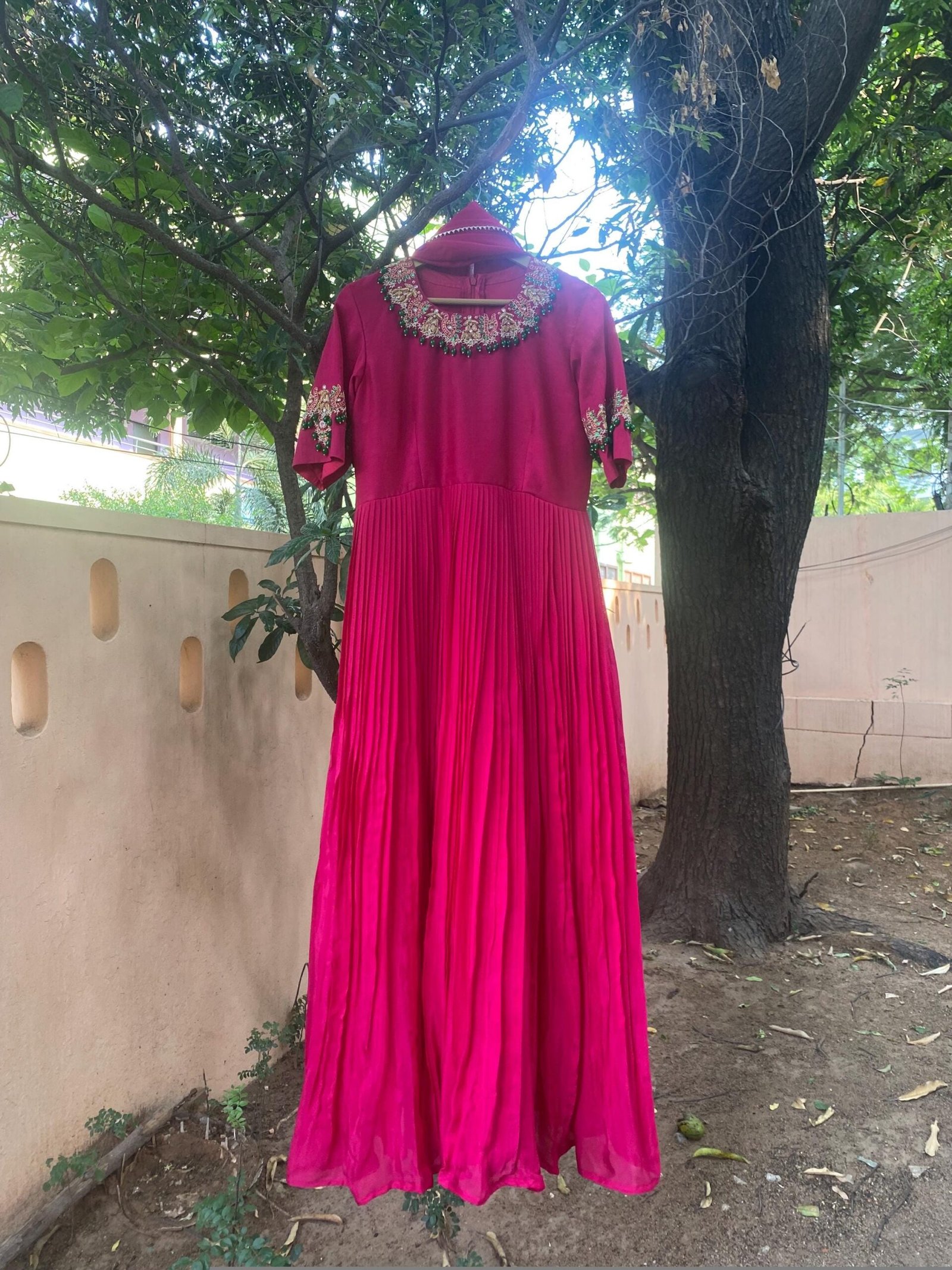 Pink Anarkali Suit: Hand Embroidered Kundan Indian Dress