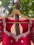 Red Silk Saree Blouse: Hand Embroidered Zardosi Bridal Top
