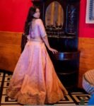 Pink Hand Embroidered Raw Silk Lehenga Set: Indian Bridal Crop Top,Indian wedding lehenga,bridal lehenga,pink reception lehenga,heavy leheng