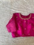 Hand Embroidered Pink Raw Silk Blouse: Zardosi Maggam Saree Top