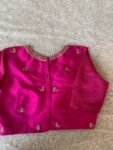 Hand Embroidered Pink Raw Silk Blouse: Zardosi Maggam Saree Top