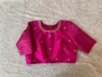 Hand Embroidered Pink Raw Silk Blouse: Zardosi Maggam Saree Top