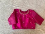 Hand Embroidered Pink Raw Silk Blouse: Zardosi Maggam Saree Top