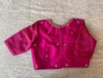 Hand Embroidered Pink Raw Silk Blouse: Zardosi Maggam Saree Top