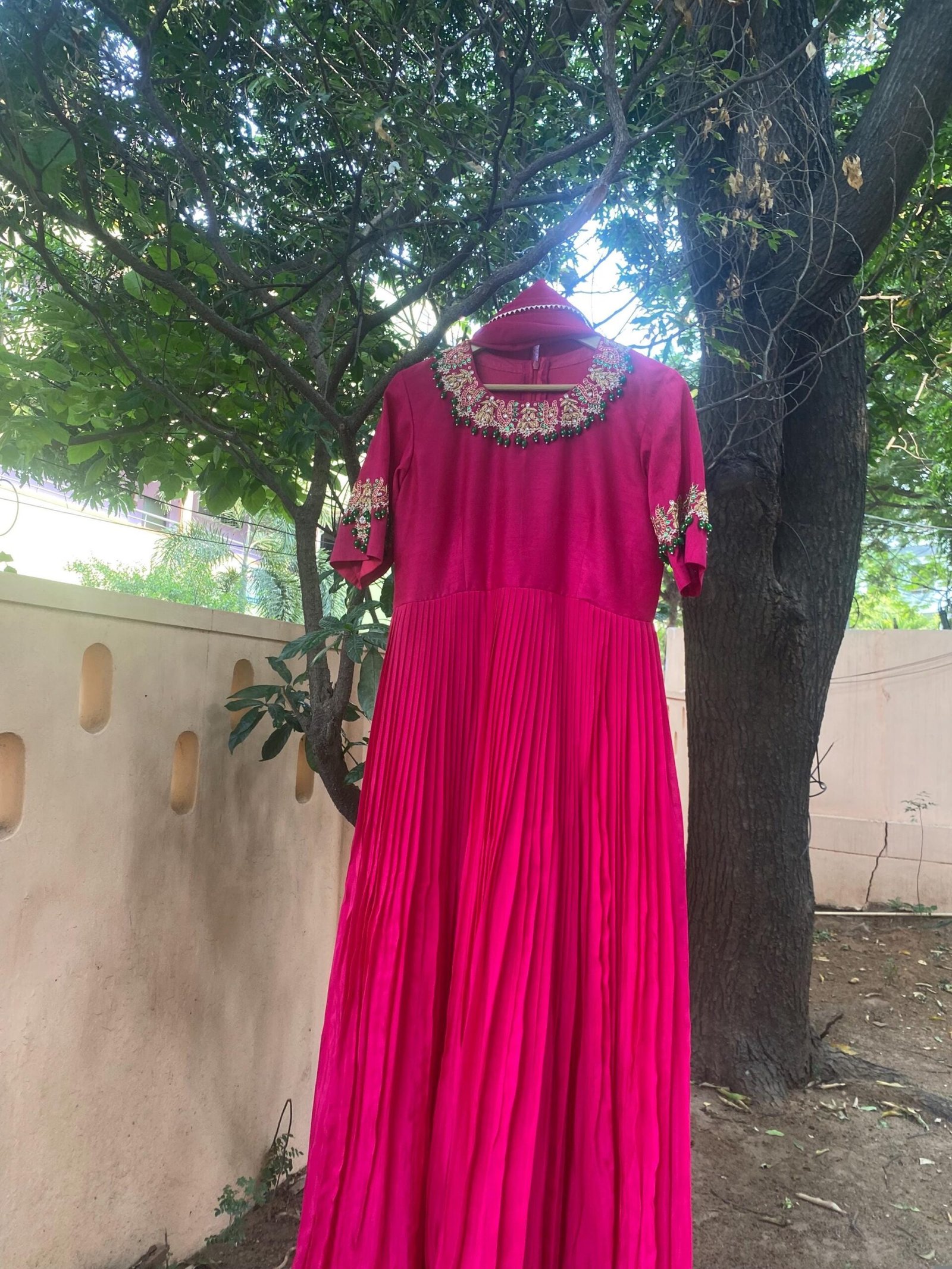 Pink Anarkali Suit: Hand Embroidered Kundan Indian Dress