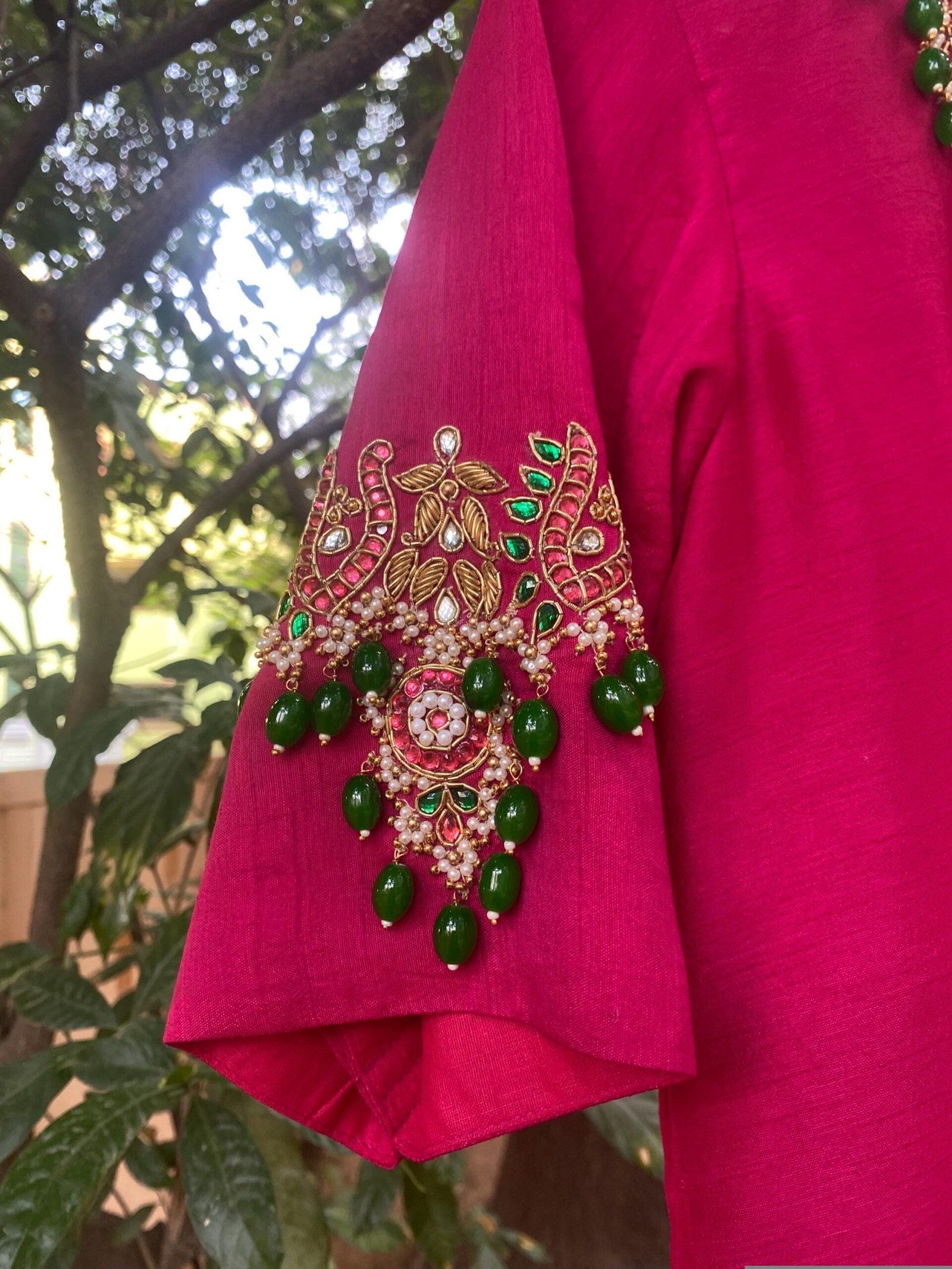 Pink Anarkali Suit: Hand Embroidered Kundan Indian Dress