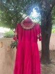Pink Anarkali Suit: Hand Embroidered Kundan Indian Dress