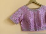 Hand Embroidered Silk Bridal Blouse: Pink Zardosi Maggam Work