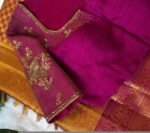 Magenta Pink Silk Blouse: Hand Embroidered Zardosi Maggam Work