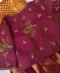 Magenta Pink Silk Blouse: Hand Embroidered Zardosi Maggam Work