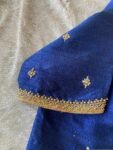 Navy Blue Silk Saree Blouse: Hand Embroidered Zardosi Crop Top