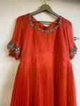 Hand Embroidered Orange Anarkali Suit: Georgette Indian Kurta Set