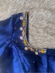 Navy Blue Silk Hand Embroidered Blouse: Zardosi Maggam Work