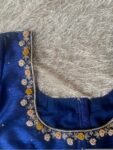 Navy Blue Silk Hand Embroidered Blouse: Zardosi Maggam Work