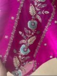 Hand Embroidered Silk Blouse: Pink Zardosi Maggam Work