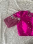 Hand Embroidered Silk Blouse: Pink Zardosi Maggam Work