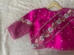 Hand Embroidered Silk Blouse: Pink Zardosi Maggam Work